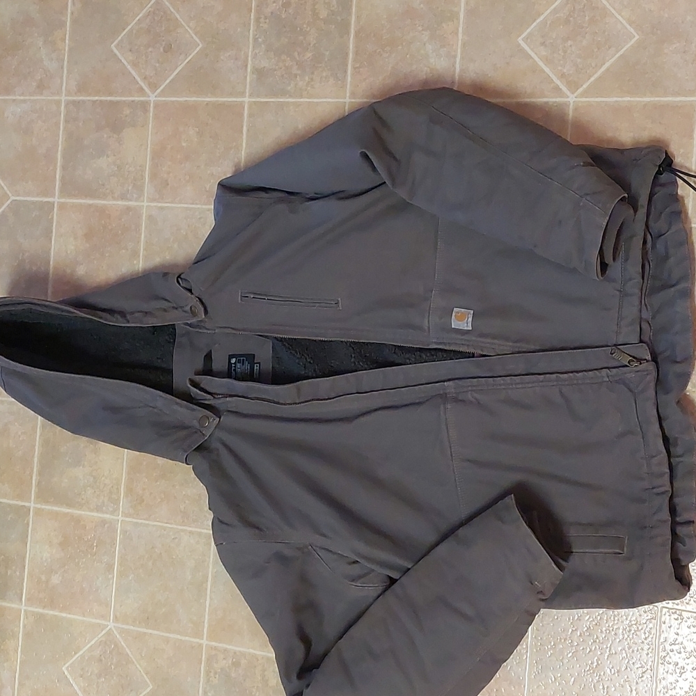 Carhartt Loose Fit Large Grey Sherpa Lined Winter Heavy Winter Jacket Women's